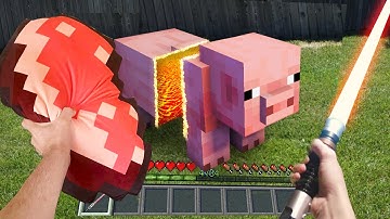 Minecraft in Real Life Realistic Texture Pack! LASER vs PIG in Minecraft