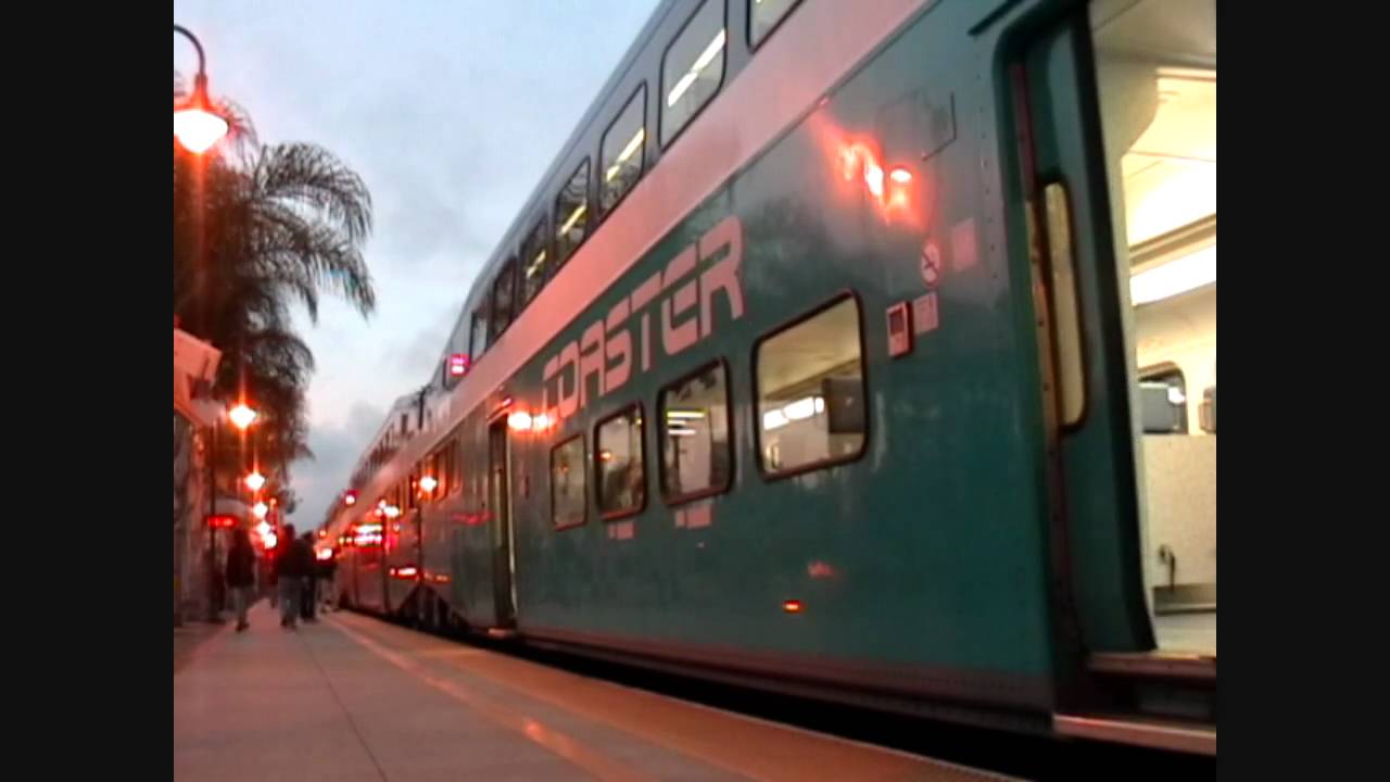 Coaster and Amtrak Action at Encinitas 2/27/09