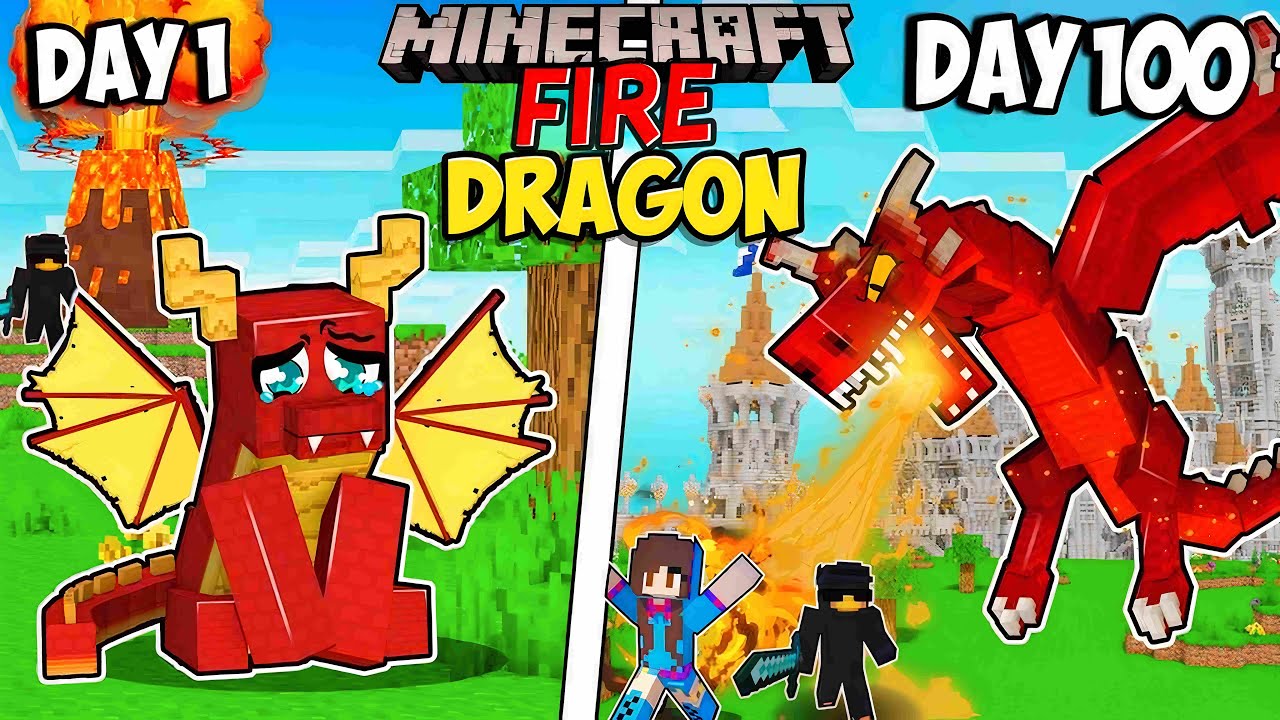 I Survived 100 Days as a FIRE DRAGON With My Friends in Minecraft...