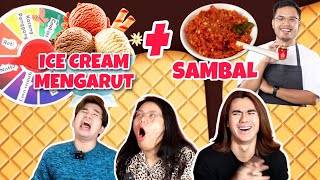 MAKAN ICE CREAM MENGARUT MENGGUNAKAN RODA PUAKA! AIS CREAM CAMPUR SAMBAL KHAIRUL AMING??