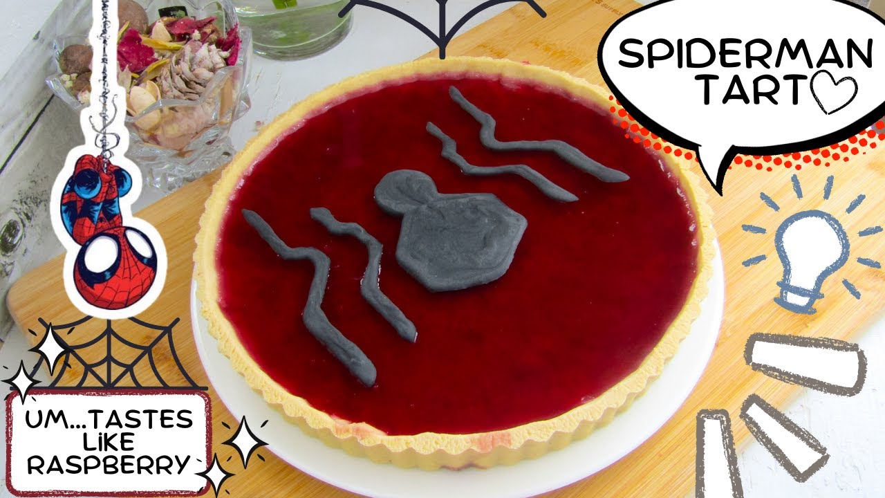 Spiderman Tart🕸 ️🖤 I love Marvel Spiderman Movies! Raspberry Tart