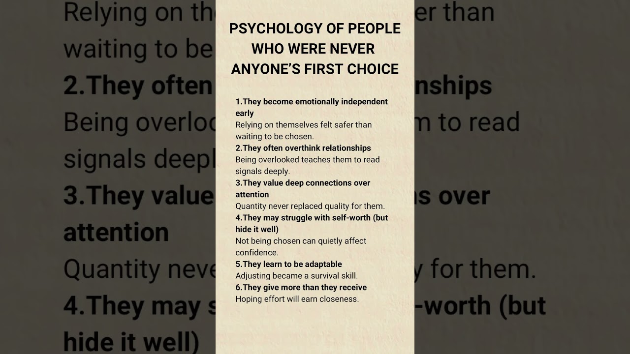 Psychology of People Who Were Never Anyone’s First Choice 