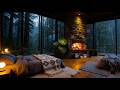 Rainy Forest Cabin Ambience Calming Fire & Rain White Noise for Relaxation, Stress Relief & Peaceful
