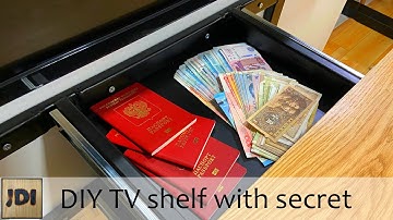 DIY floating TV shelf with hidden storage from wood and epoxy