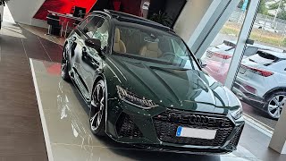 Audi RS6 Avant 2023 Audi Exclusive GoodWood Green exterior with Cognaq interior