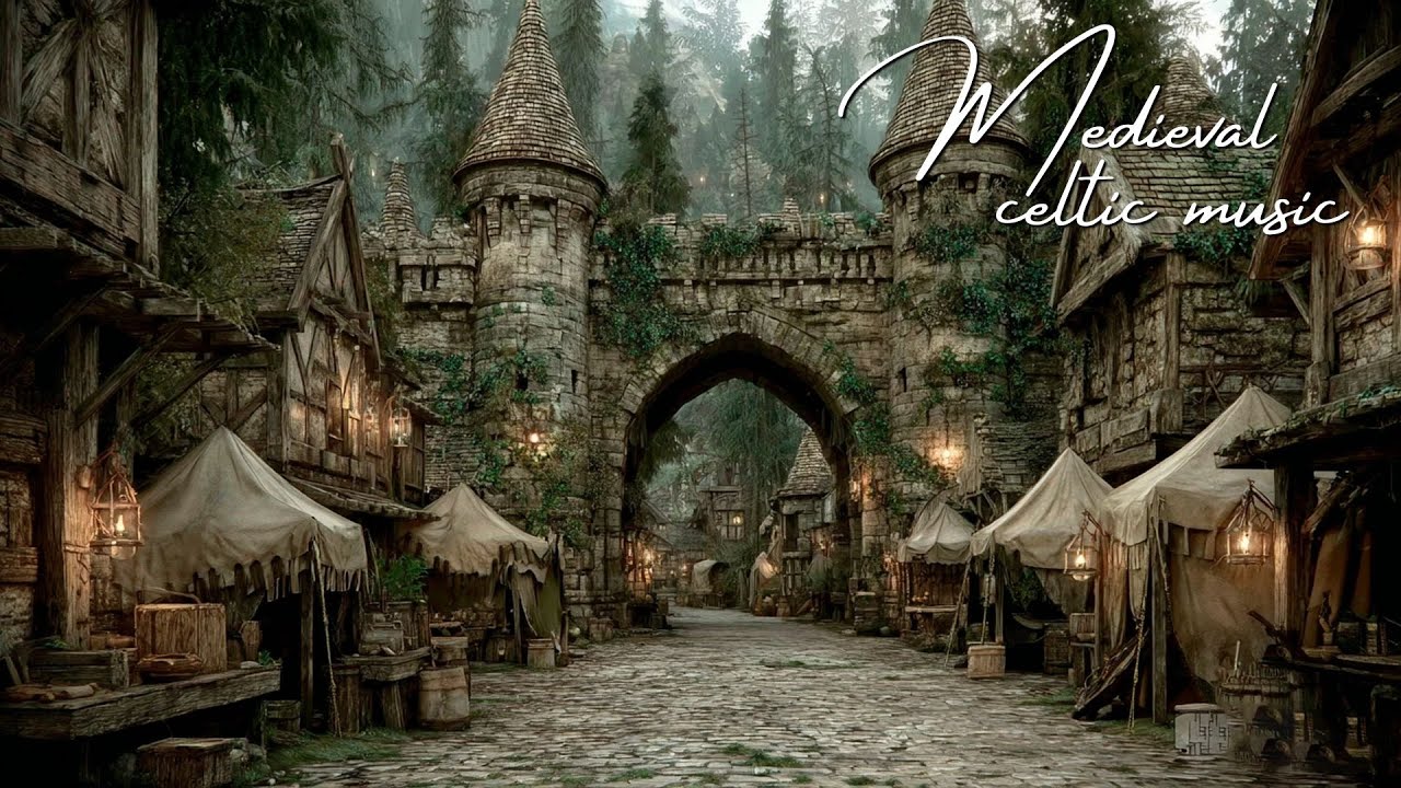 Medieval Fair Under Stone Gate | Peaceful Medieval Music Through the Fortified Gate