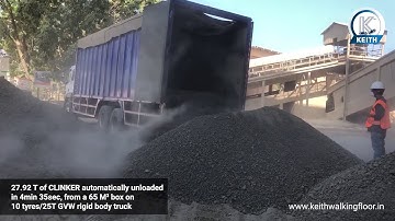 Crushed stones being unloaded by a KEITH® WALKING FLOOR® system in India
