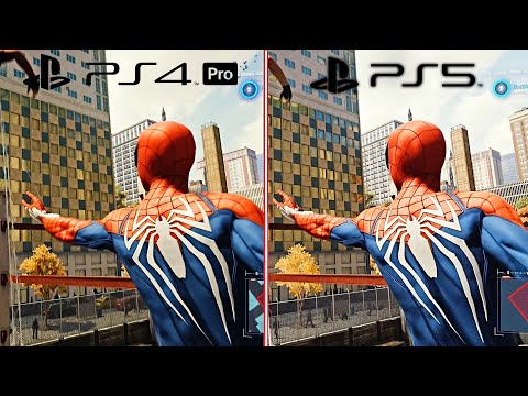 Spider Man Remastered PS5 Vs PS4 PRO Performance Mode Graphics Comparison 4K (60FPS)