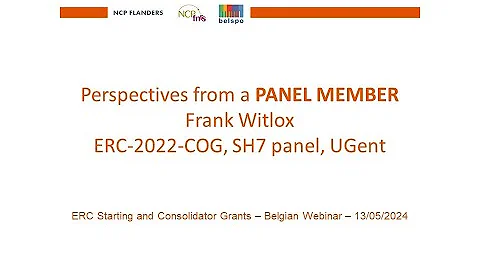 May 2024 – Frank Witlox (ERC Consolidator grants Panel member, 2022 call)