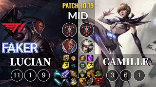 T1 Faker Lucian vs Camille Mid - KR Patch 10.19