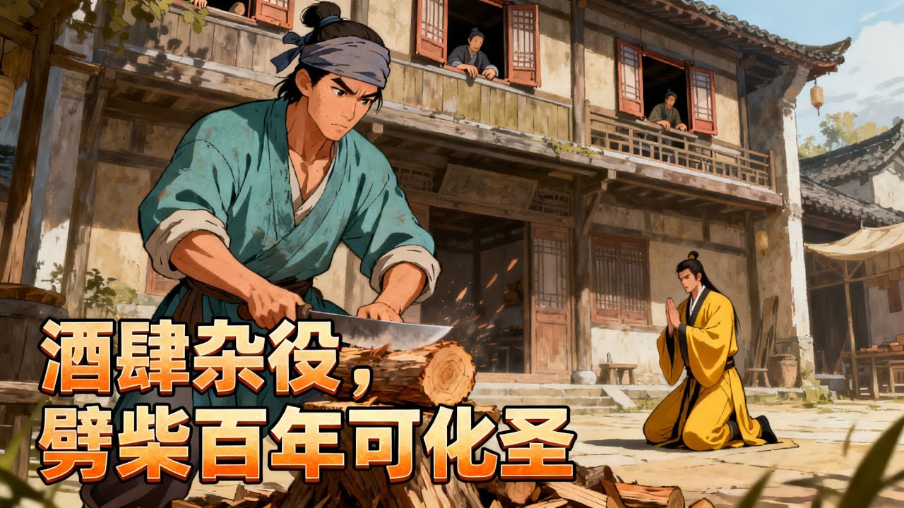 《酒肆雜役，劈柴百年可化聖》同事都在偷懶摸魚，只有我老實劈柴，直到某天武院天驕來喝酒，看見我劈柴的姿勢後，撲通一聲跪了：“前輩，您這招是失傳的……”#漫畫解說 #修仙 #仙俠 #玄幻
