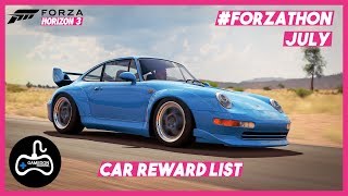 Forza Horizon 3 July All Car Rewards