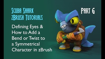 Bending or Twisting Objects & 3D Modeling Eyes in zBrush - Scuba Shark Tutorial PART 6