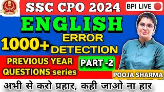 SSC CPO 2023 English Previous Year Error detection(08/01/2024)CET,CGL,CPO,CHSL, CDS,SBI pooja ma'am