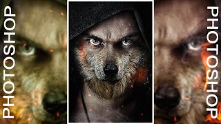 Photoshop editing with a fox and a man's face | Blending animal face | screenshot 3