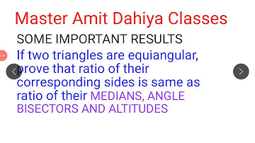 If two triangles are equiangular, prove that ratio of their corresponding sides is same as Medians