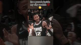 ja morant it&#39;s a parade inside my city yeah 😁💯🤍 #jamorant #basketballedits #grizzlies #viral #short