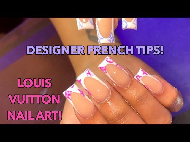 LOUIS VUITTON NAIL DESIGN  SHORT FRENCH TIP NAILS! 