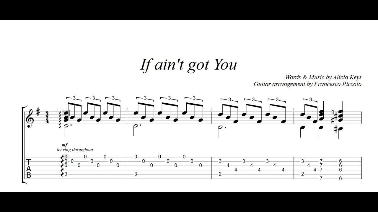 Alicia Keys - If I Ain't Got You (Fingerstyle Guitar with tabs)