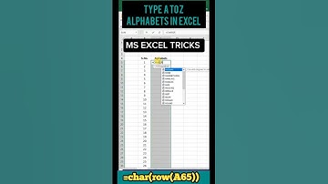 Excel Hacks | Excel Formula Hacks | Type A to Z Alphabet in Excel