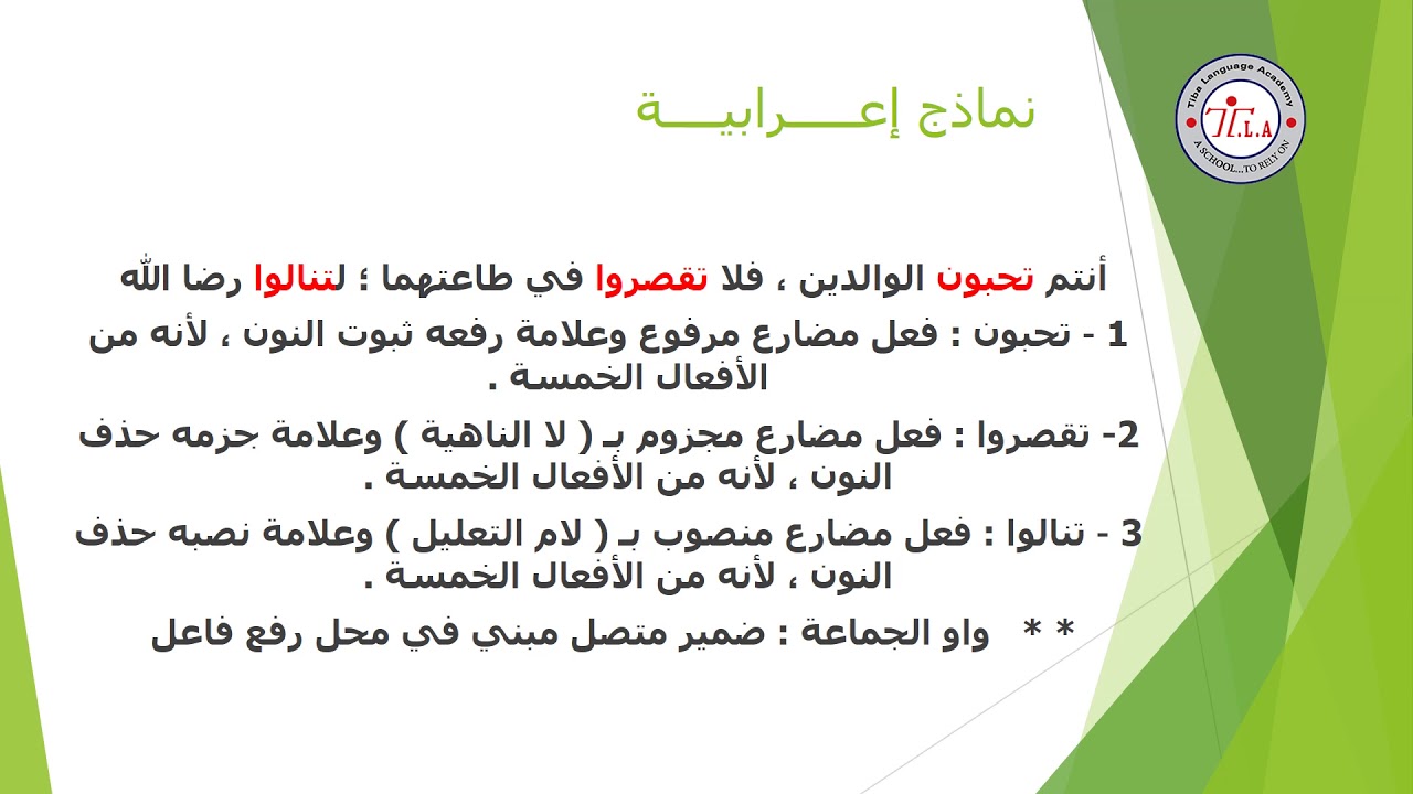 الصف السادس الابتدائي   الأفعال الخمسة   نحو