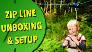 backyard ZIPLINE for kids | CTSC 75 foot ZIPLINE unboxing and setup | Funsized Adventures