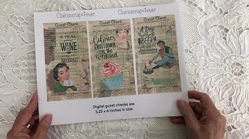 New set of 12 Guest checks with ladies and quotes, this is a DIGITAL kit