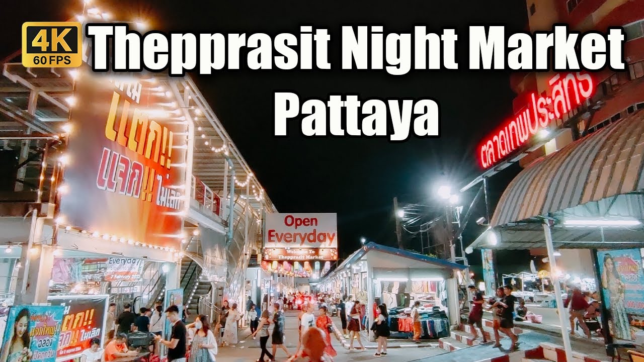4K Thepprasit Night Market Pattayas largest and most popular night bazaar  July  2023