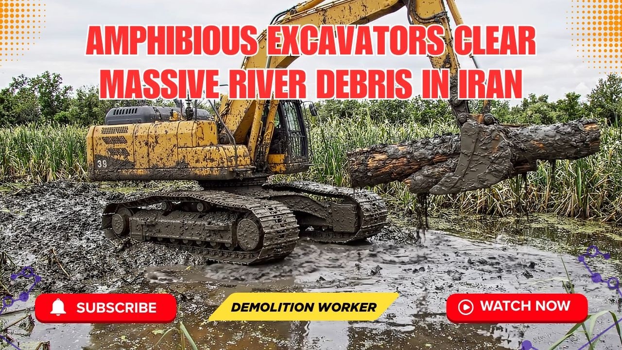 Amphibious Excavators Clear Massive River Debris in Iran 🌊🚜 - YouTube