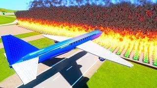Lego Planes Fly through Giant Fire Wall! Brick Rigs Lego Airplanes Falls and Lego Plane Crashes!