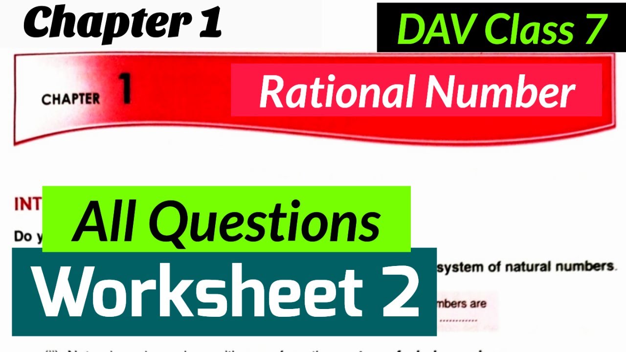 Dav Class 7 Maths chapter 1 worksheet 2 all questions solved - YouTube