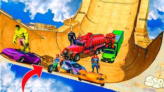 FRANKLIN & Avengers Army VS Ultimate Ramp Jump Challenge in GTA 5 ! (GTA 5 mods)