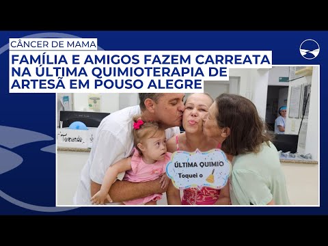 Câncer de mama: Família e amigos fazem carreata na última quimioterapia de artesã em Pouso Alegre