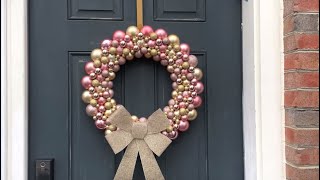 Dollar Tree Christmas Ornament Wreath #christmas #dollartree #christmasdecoration #diychristmasdecor