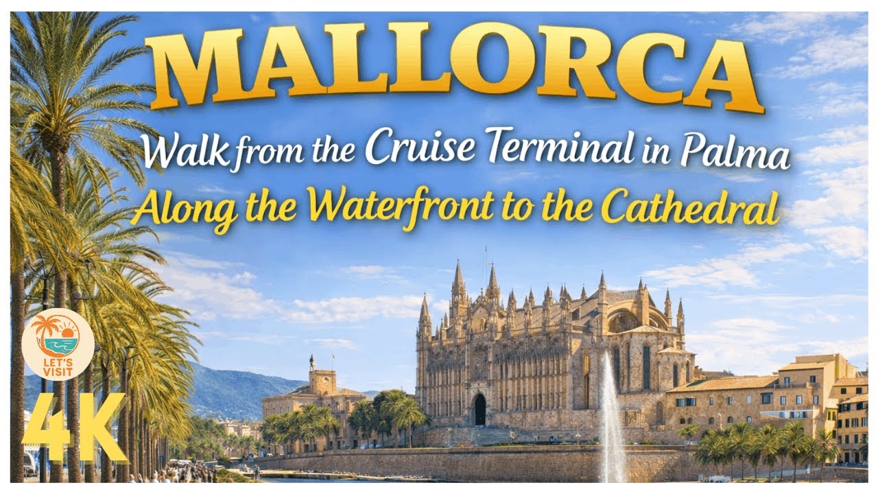Palma de Mallorca walk from the cruise terminal along the Waterfront to the Cathedral 🌴 ☀️