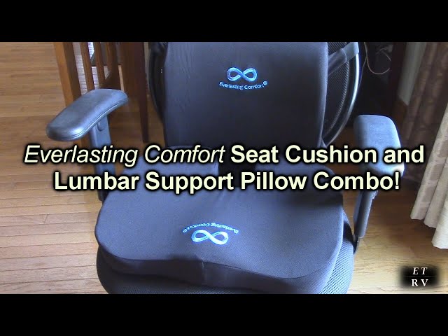 Everlasting Comfort Office Chair Seat Cushion and Lumbar Support Pillow  Combo, Gel Infused (Black)