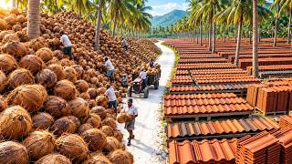 How Millions of Coconut Shells Become Super Durable Composite Roof Tiles | Full Factory Process.