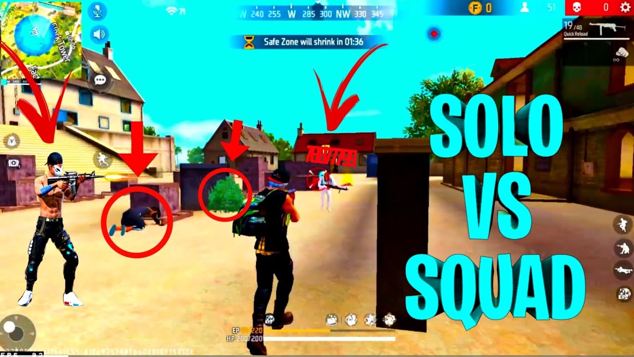 Solo Vs Squad Noob Id 17 Level // Garena Free Fire #tondegamer - YouTube