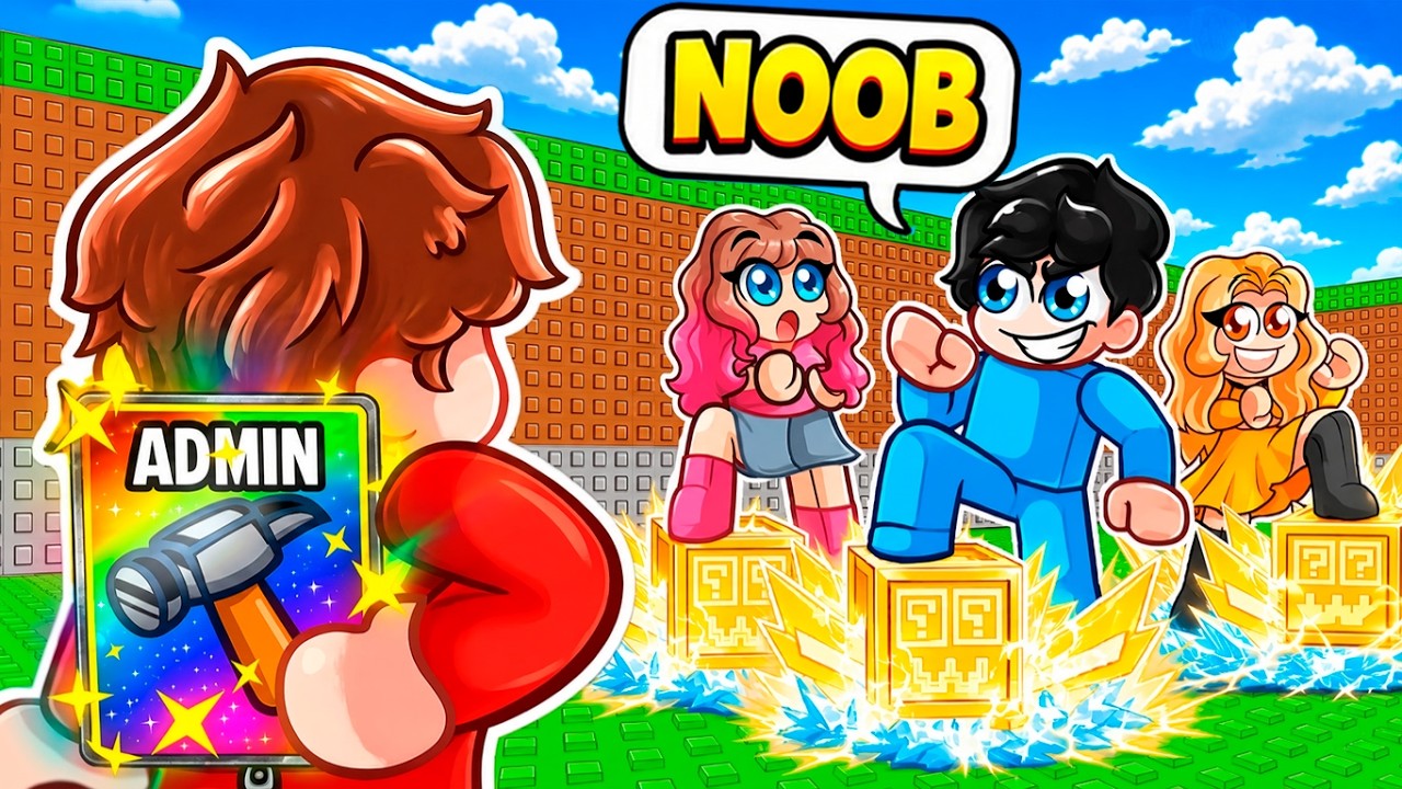 Me Hice Pasar por NOOB, después USÉ ADMIN en PATEA un LUCKY BLOCK en Roblox!