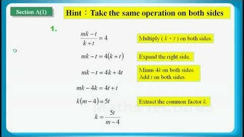 HKCEE 2011 Maths Paper 1 Q01: Change of Subject 主項變換