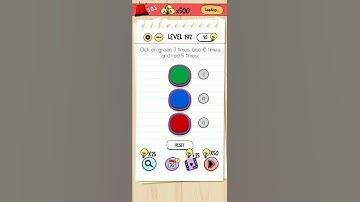Brain test level 192 click on green 3 times, blue 10 times and red 5 times. Solution