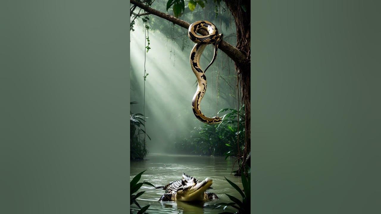 Swamp crocodiles lie in wait for python's mistake @Unzip_Animation # ...