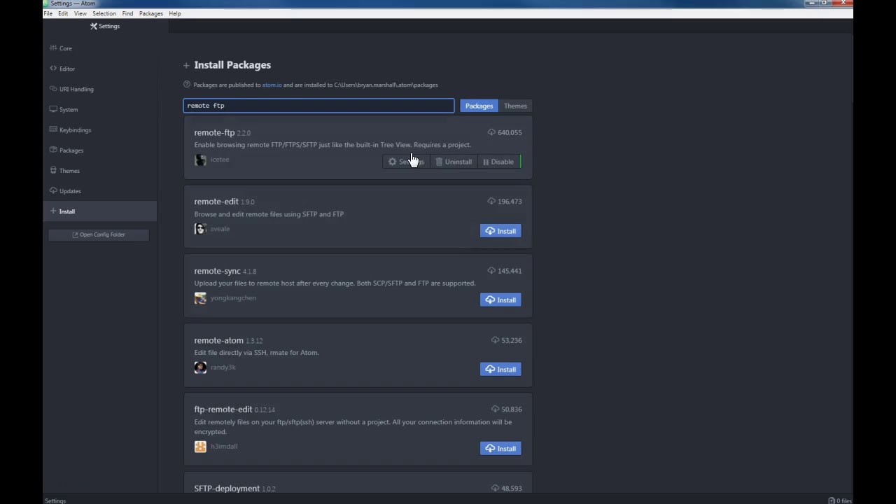 Installing Atom.Io With Remote-Ftp And Project-Manager