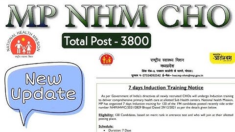 MP NHM CHO - Total Post - 3800 New Update || @nationalnursing