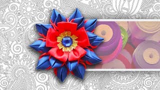 DIY Как сделать многослойный цветок канзаши из атласной ленты, МК (English subs) DIY Как сделать многослойный цветок канзаши из атласной ленты, МК (English subs)