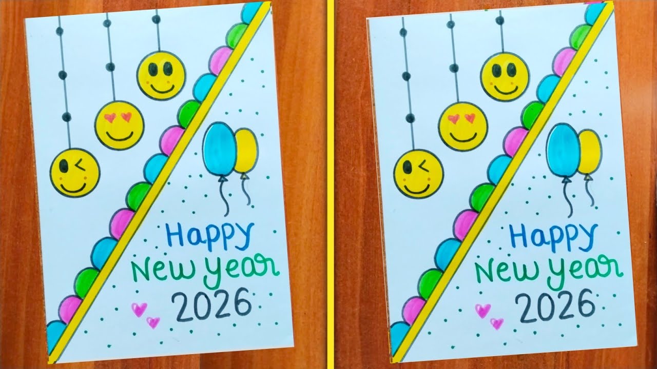 Открытка с Новым годом 2026 / Изготовление новогодних открыток / Рисование новогодних открыток / ...