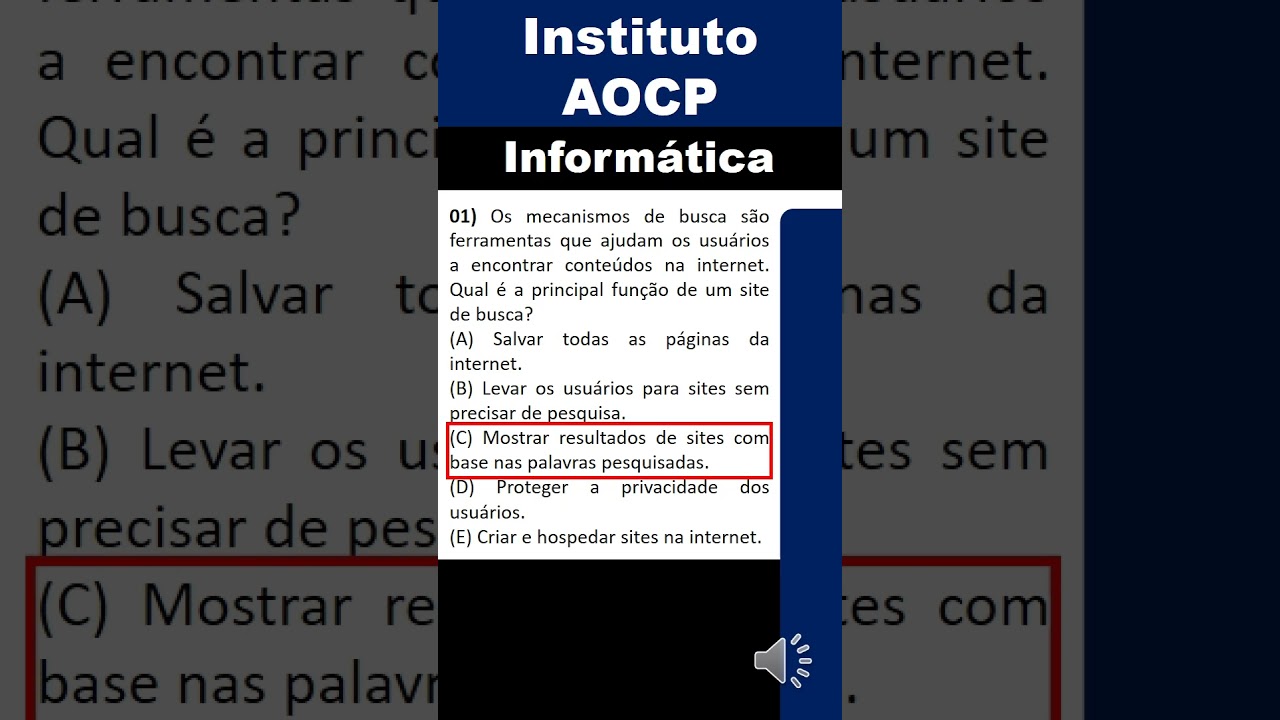 Conceitos de tecnologias relacionadas à Internet, busca e pesquisa na Web #institutoaocp #bancaaocp