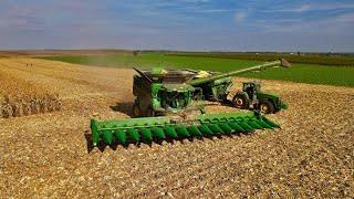 JOHN DEERE X9 1100 - 16 Row Corn Head/ 2x HAUL MASTER/Agroservis Višnové/🌽CORN HARVESTING 2021🌽 (4K)