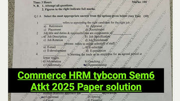 SEPT atkt Exam HRM sem6|2025 Mumbai Exam University paper Solution|commerce Tybcom sem6|Ark sir