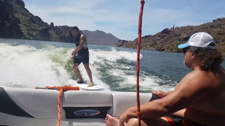 Ashley Kidd and Chris Wolter wakesurfing on my Fx2...